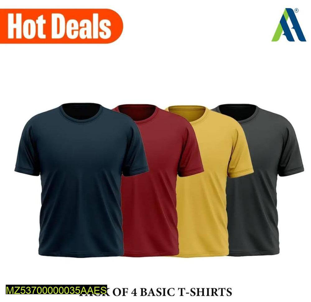Men Stitched Jersey Plain T-Shirt, Pack of 4