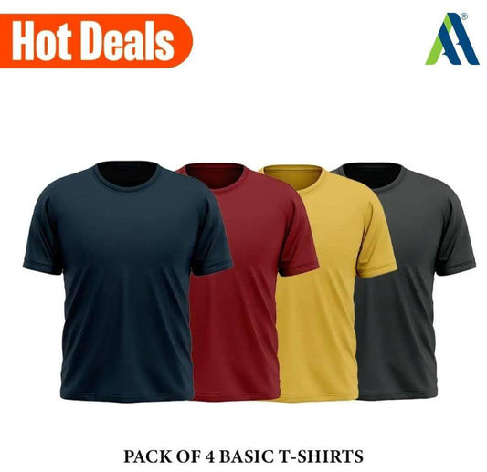 Men Stitched Jersey Plain T-Shirt, Pack of 4