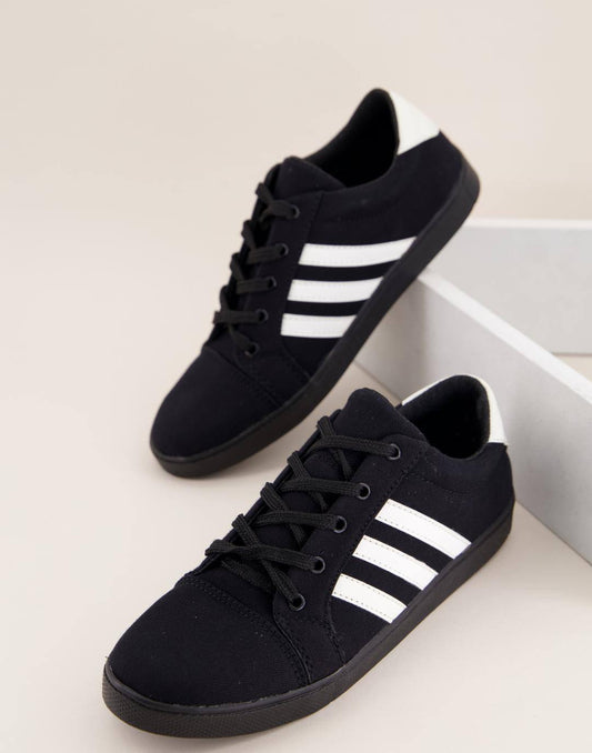 Stylish Men's Casual Canvas Sneakers for All-day Comfort Black - 17B